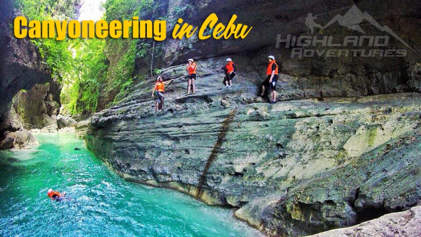 Canyoneering with highland adventures.ph -  jumping off the cliffs and spectacular waterfalls